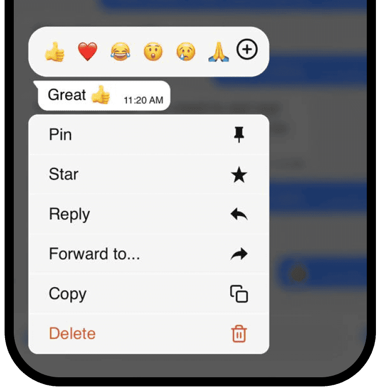 Message actions feature preview